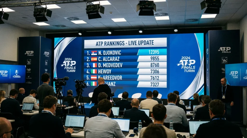 Tableau du classement ATP avec analyse des points pour les paris tennis