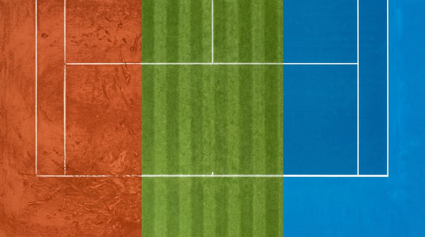 Comparaison des surfaces de tennis terre battue gazon et dur