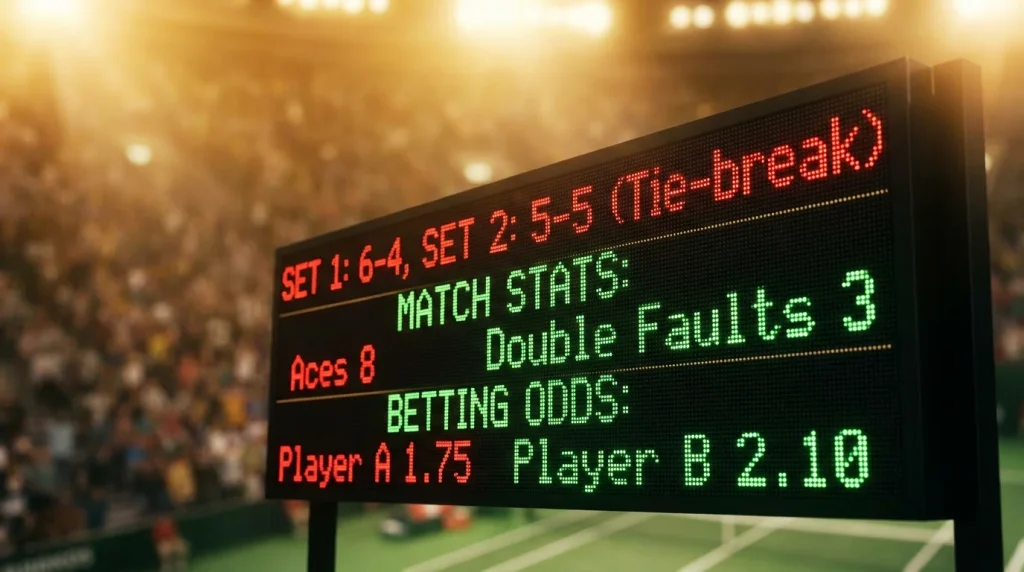 Tableau des cotes de paris tennis avec différents marchés